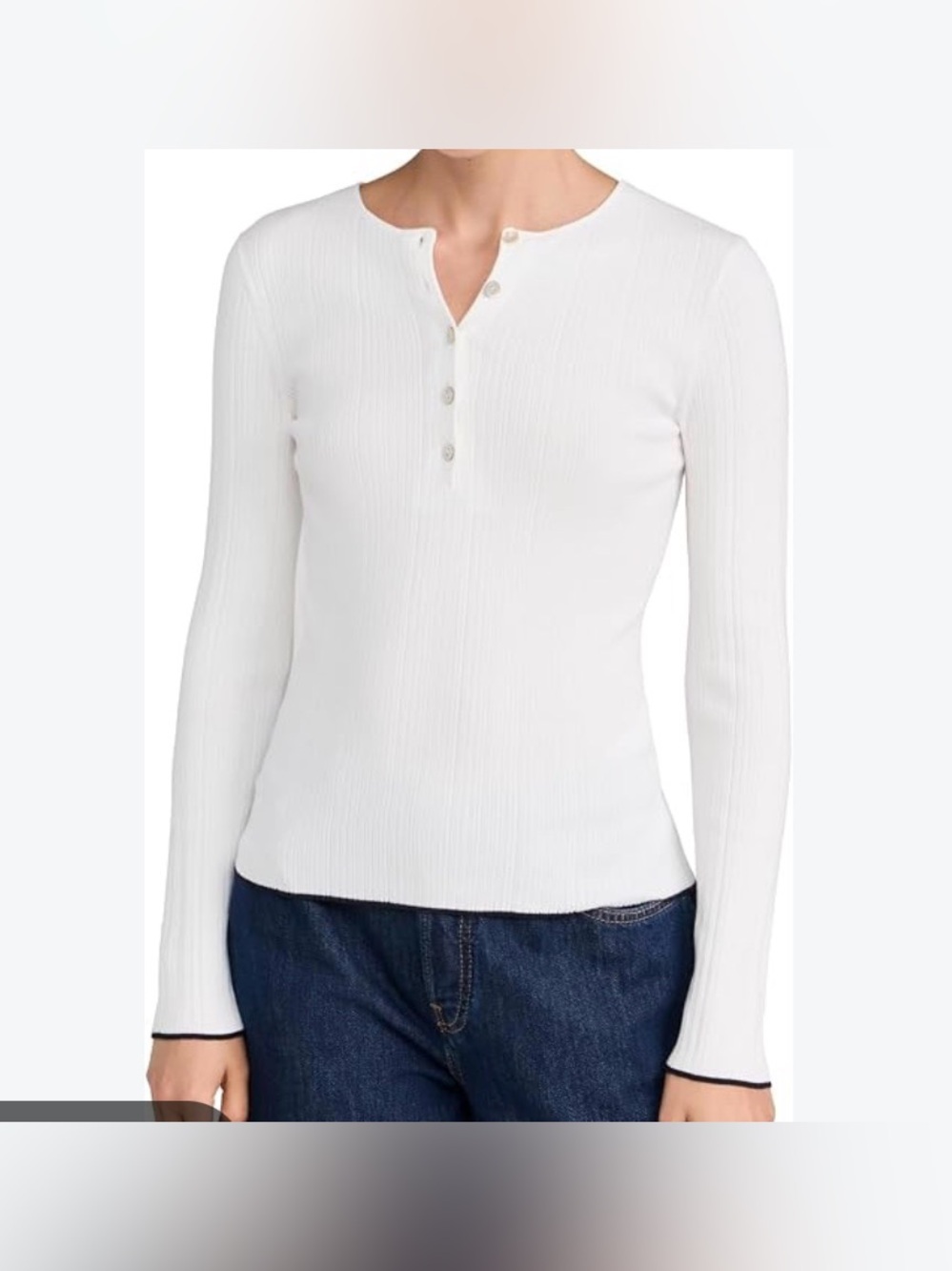 Vince White Henley Long Sleeve Top Size Small